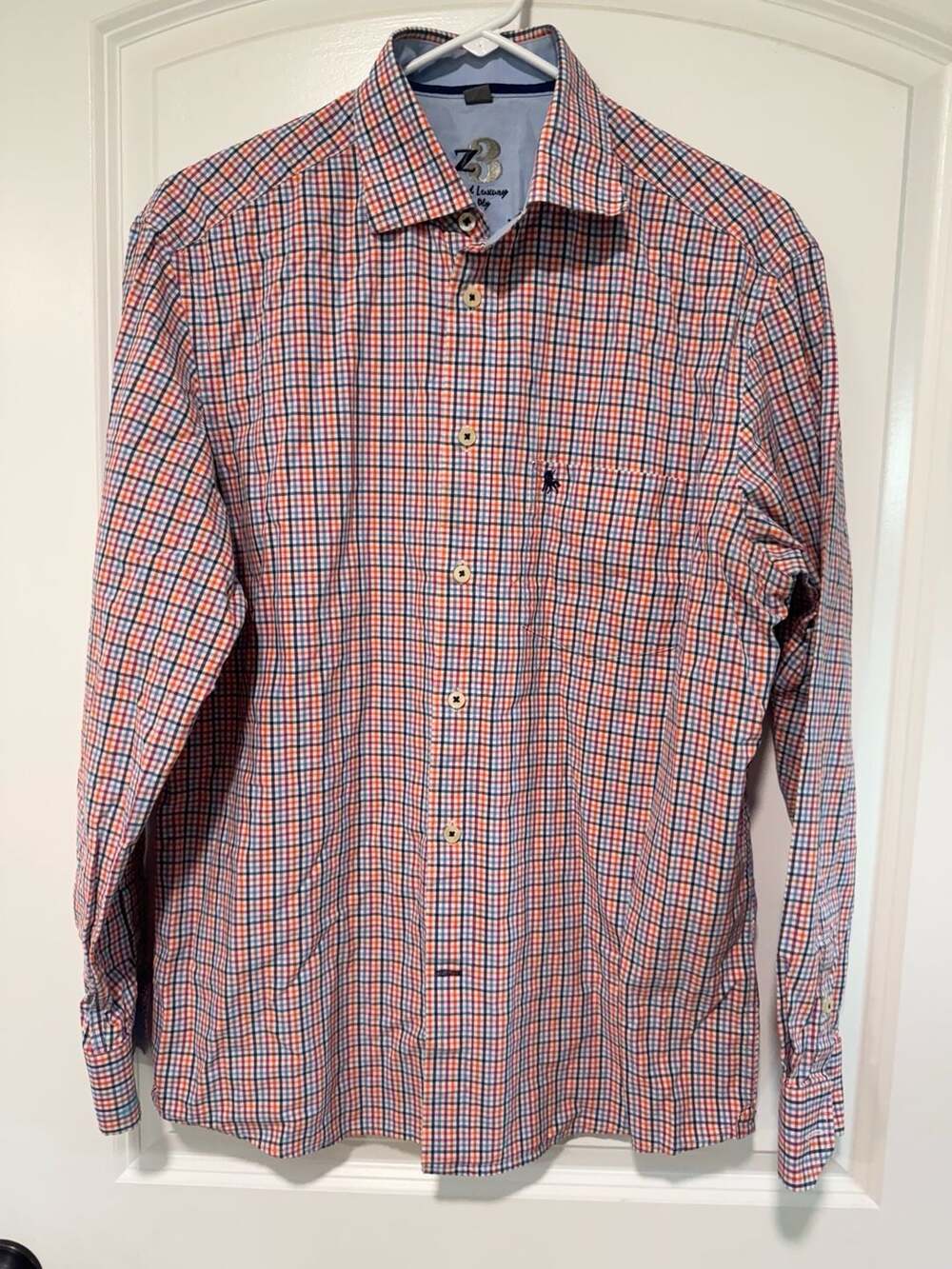 Check Plaid Button Up Dress Shirt Men’s Medium 39/40 Long Sleeve Business